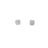 14k White Gold .75ct F VS2 Ascher Cut Cluster Diamond Earrings